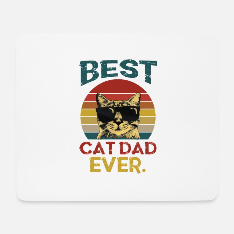 Best cat dad ever - Mousepad (Querformat) - Weiß