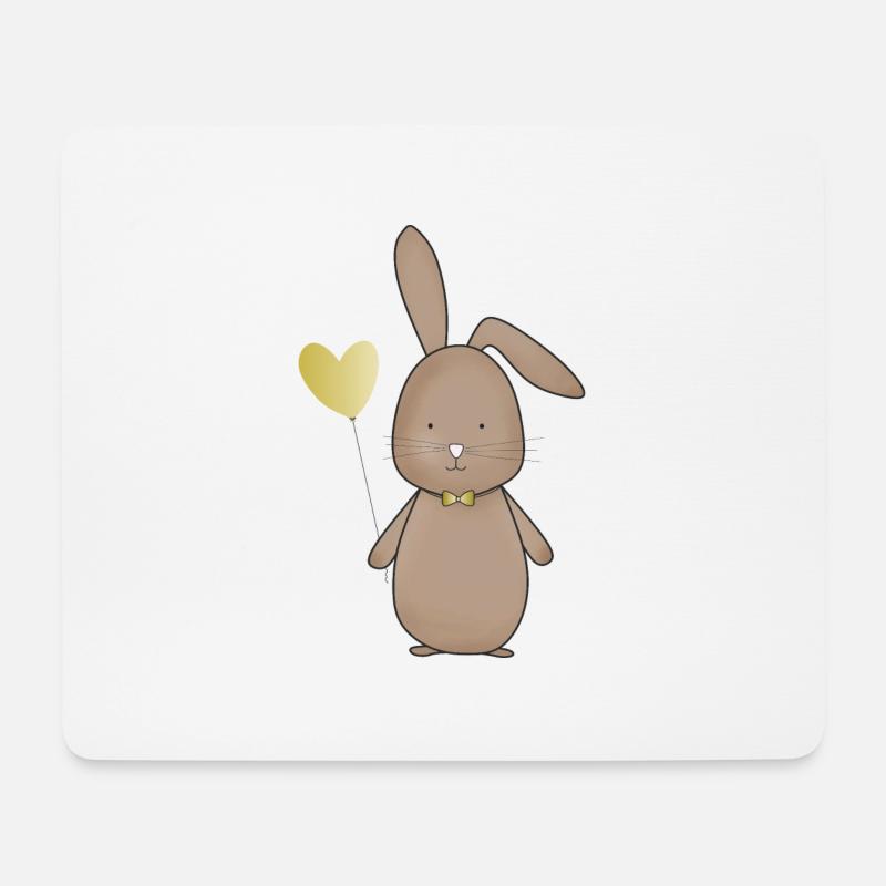 Hase mit Ballon - Mousepad (Querformat) - Weiß