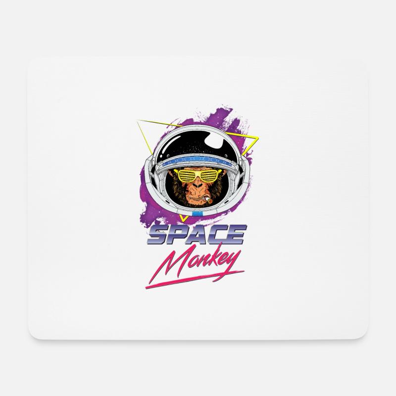 Weltraumaffe - Mousepad (Querformat) - Weiß