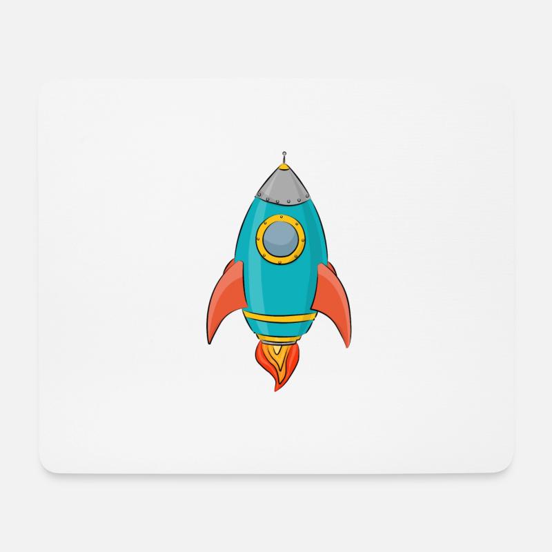 classic space rocket in space moon vintage 50s car - Mousepad (Querformat) - Weiß