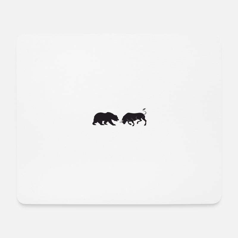 Aktien Börse Bear Bull - Mousepad (Querformat) - Weiß