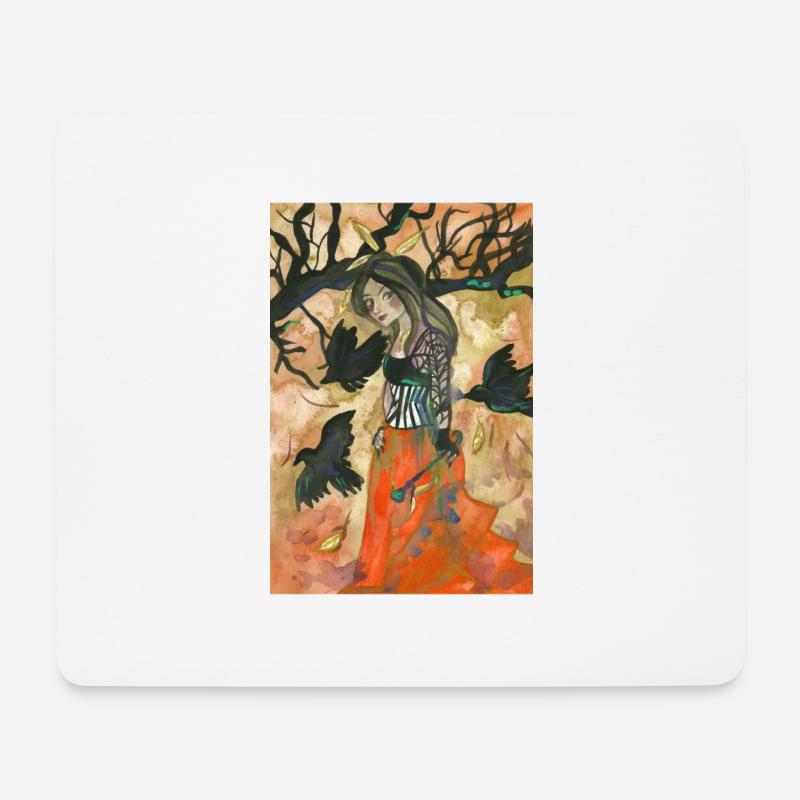 Rabe Hexe Herbst Palette - Mousepad (Querformat) - Weiß