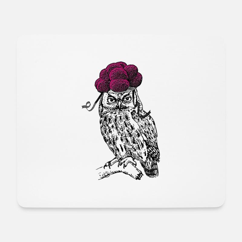 Schwarzwald Tussi Eule mit Schwarzwälder Bollenhut - Mousepad (Querformat) - Weiß