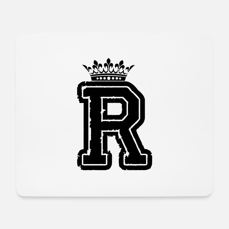 buchstabe R krone - Mousepad (Querformat) - Weiß