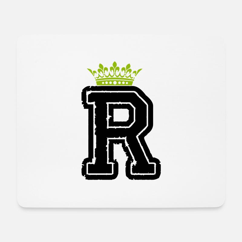 buchstabe R krone - Mousepad (Querformat) - Weiß