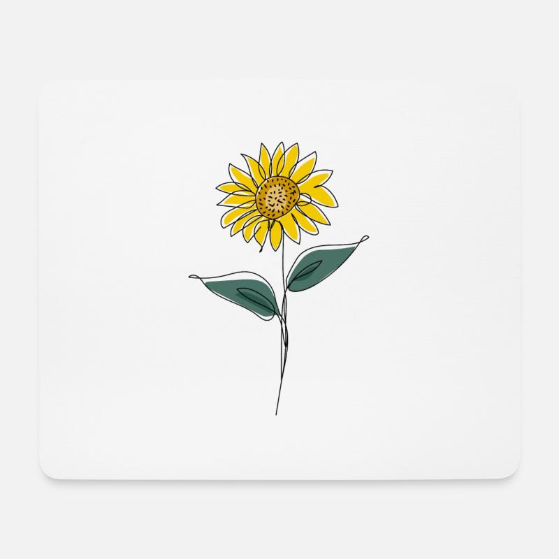 Einzeiler Sonnenblume - Mousepad (Querformat) - Weiß