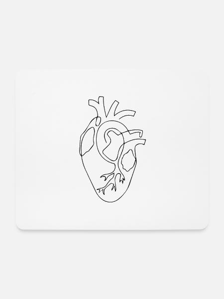 Realistisches Herz Skizze Illustration - Mousepad (Querformat) - Weiß