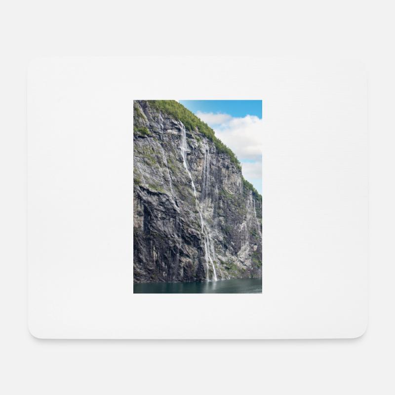 Brudesløret Wasserfall (Brautschleier) Geiranger - Mousepad (Querformat) - Weiß