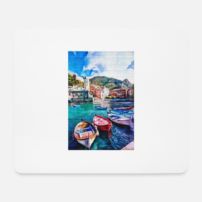 Vintage San Gimignano Siena Gemälde Cinque Terra - Mousepad (Querformat) - Weiß