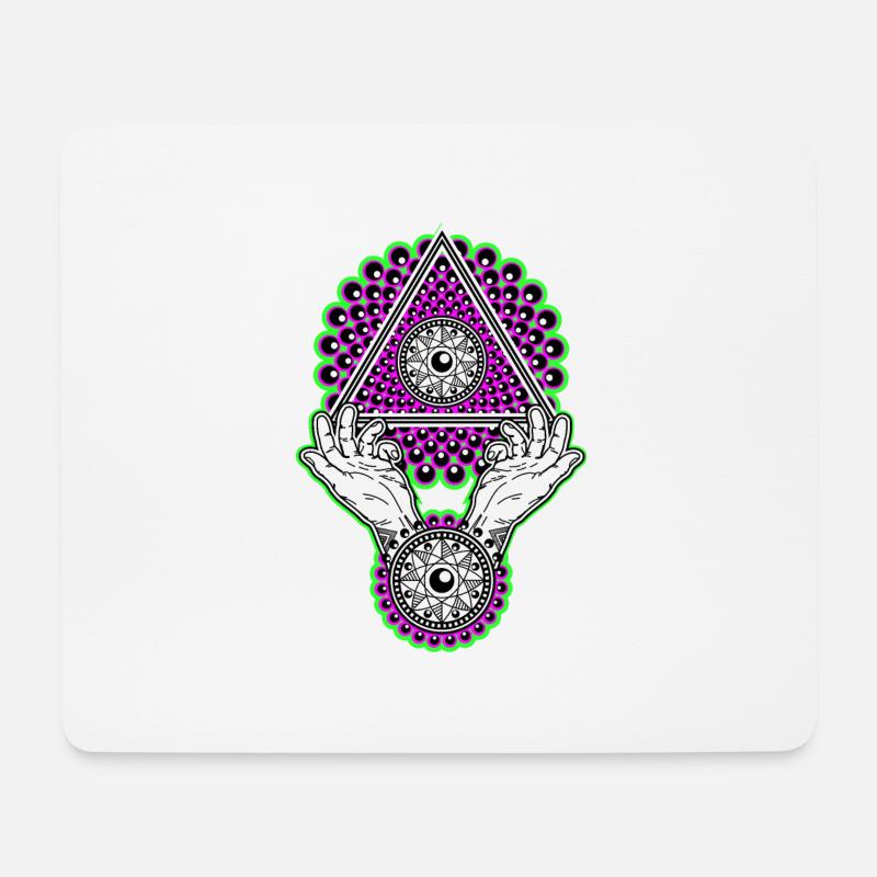 Neon Illuminati Pyramide neongrün - Schwarzlicht - Mousepad (Querformat) - Weiß