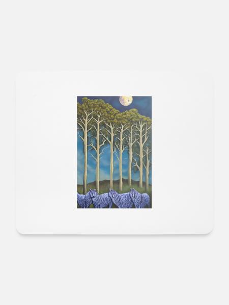Wölfe auf der Allee - Mousepad (Querformat) - Weiß