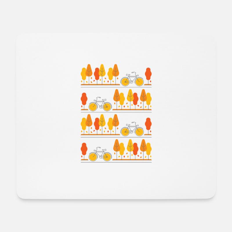 Radfahren durch den Herbst (graue Linien) - Mousepad (Querformat) - Weiß