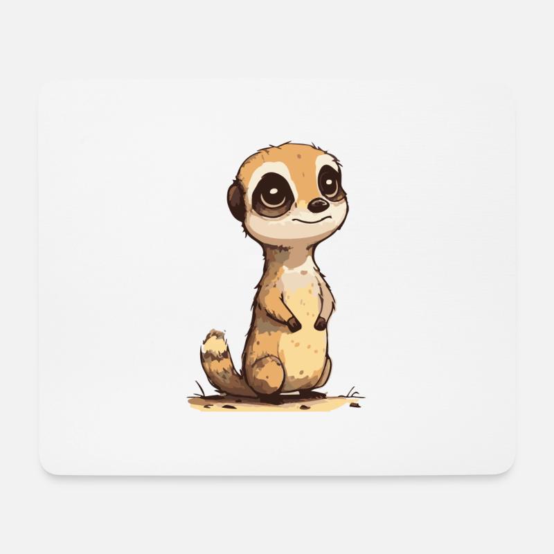 Comic Cute Kawaii Erdmännchen - Mousepad (Querformat) - Weiß