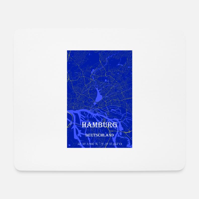 Nachtblaue ästhetische Hamburg Stadkarte - Mousepad (Querformat) - Weiß