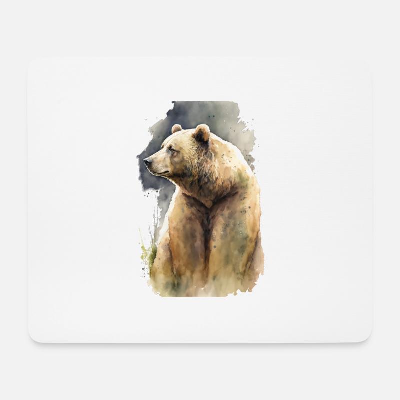 Grizzly Bär Aquarell - Mousepad (Querformat) - Weiß