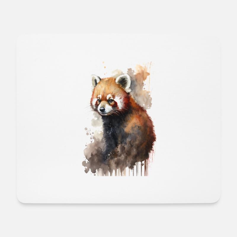 roter panda kleiner panda realistisch aquarell - Mousepad (Querformat) - Weiß