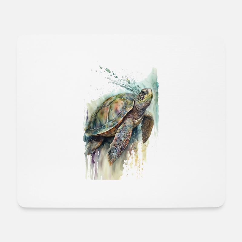 Schildkröte Aquarell Realistisch - Mousepad (Querformat) - Weiß