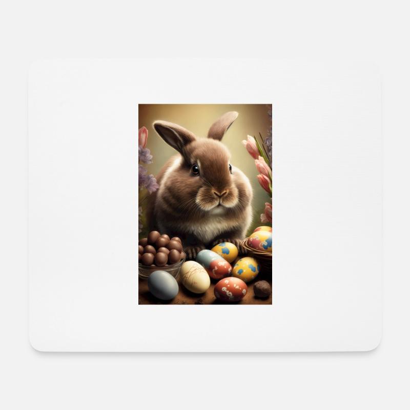 Osterhase Frohe Ostern Ostereier Schokolade Süß - Mousepad (Querformat) - Weiß