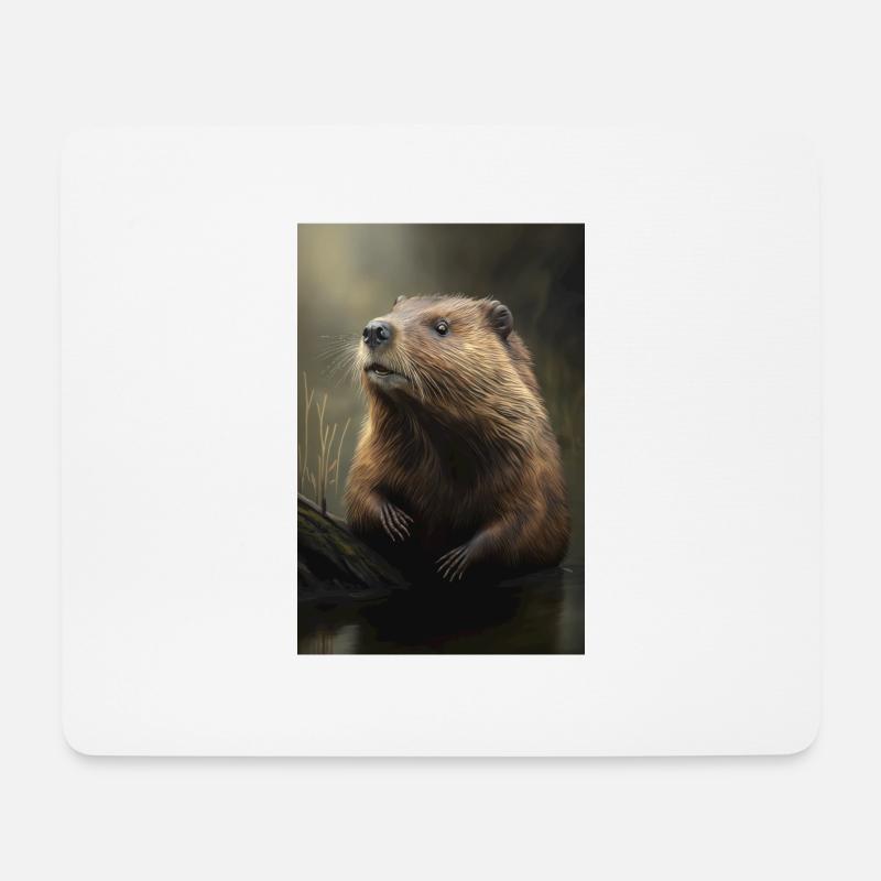 Biber Tier Süß - Mousepad (Querformat) - Weiß