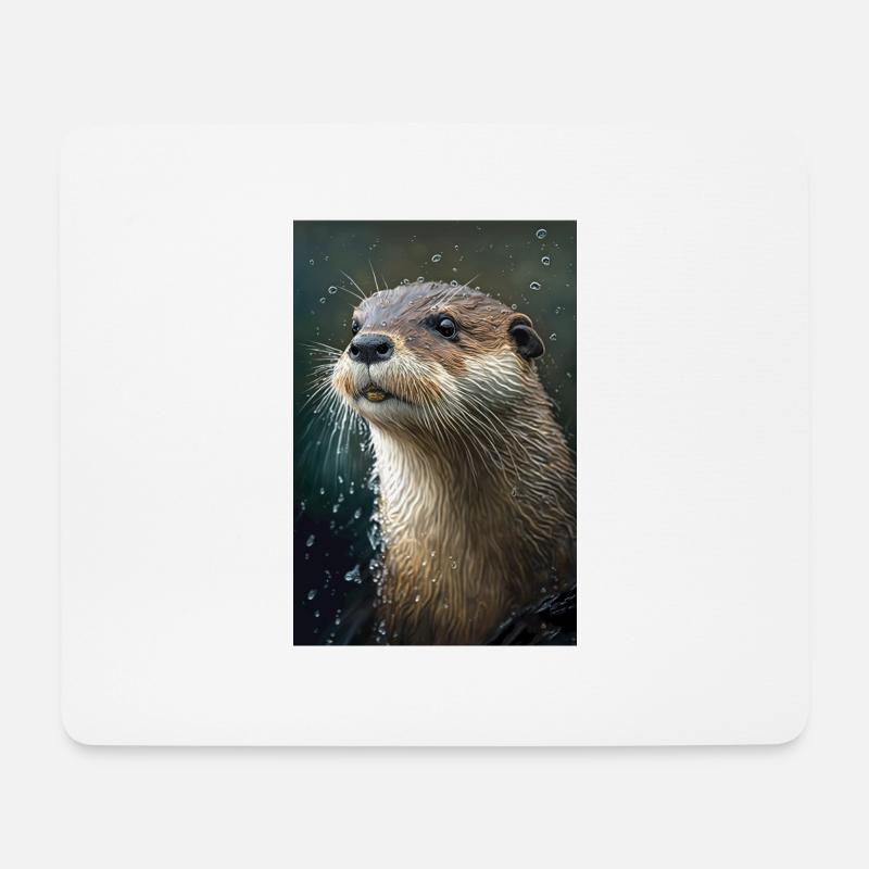 Otter Realistisch Cartoon Anime Regen - Mousepad (Querformat) - Weiß