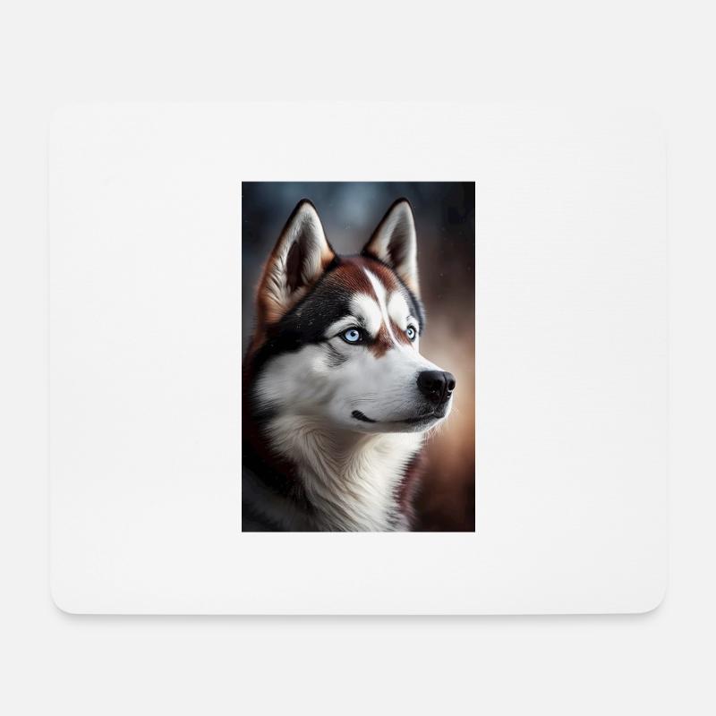 Husky Hund Tier Cool Realistisch - Mousepad (Querformat) - Weiß