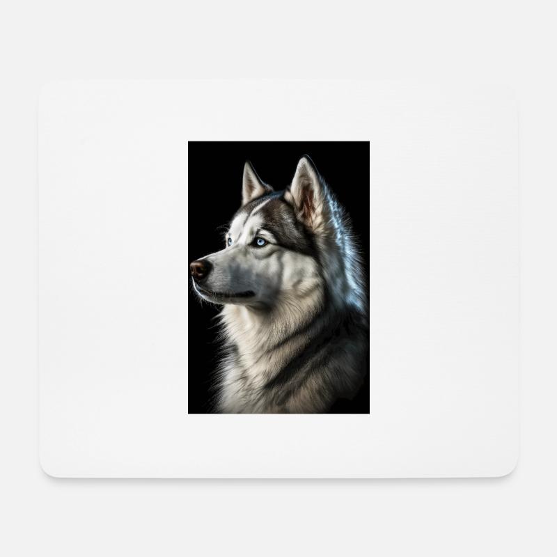 Husky Hund Tier Cool Realistisch - Mousepad (Querformat) - Weiß