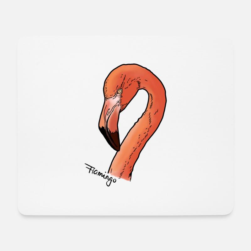 Flamingo - Kopf - Mousepad (Querformat) - Weiß