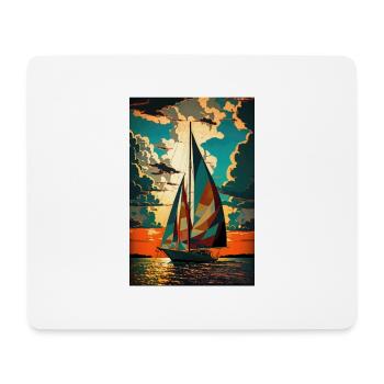 Boat Sailboat Ocean Art Sailing - Mouse Pad (horizontal) - white - Front