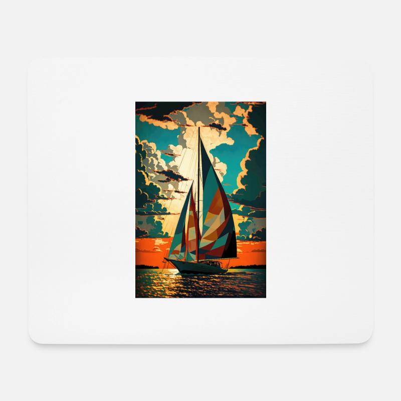 Boot Segelboot Ocean Kunst Segeln - Mousepad (Querformat) - Weiß