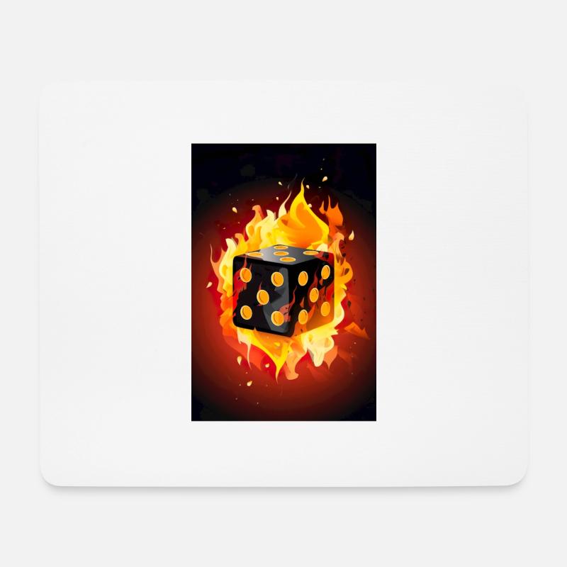 Würfel in Flammen - Mousepad (Querformat) - Weiß