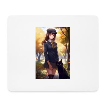 Anime Mädchen Manga Katze Geschenk - Mousepad (Querformat) - Weiß - Vorne