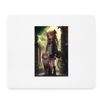 Anime Cat Fille Femme Cadeau - Tapis de souris (format paysage) - blanc - Devant