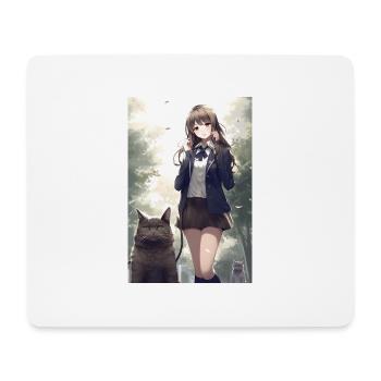 Anime Cat Femme Uniforme Cadeau - Tapis de souris (format paysage) - blanc - Devant