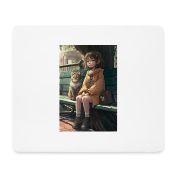 Manga Girl Cat Cadeau - Tapis de souris (format paysage) - blanc - Devant