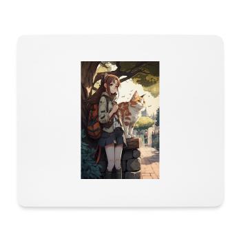 Anime Manga Katze Frau Geschenkidee - Mousepad (Querformat) - Weiß - Vorne