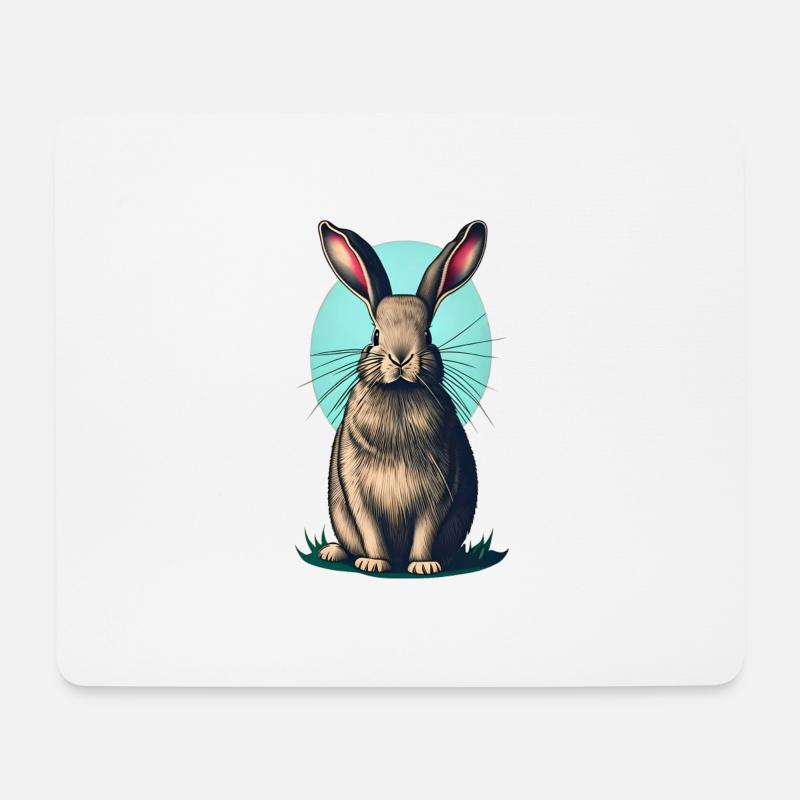 Osterhase mit türkisfarbenem Ei - Mousepad (Querformat) - Weiß