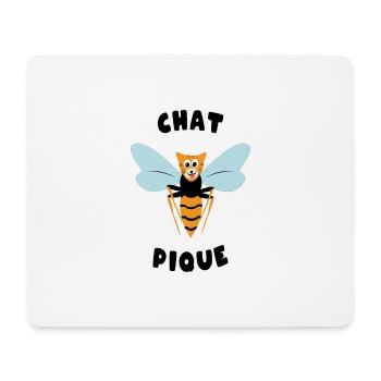 "Roupette le chat" . Chat pique guêpe - Tapis de souris (format paysage) - blanc - Devant