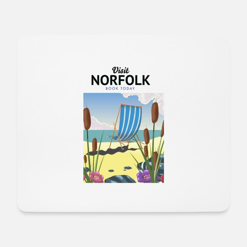 Norfolk Seaside Travel Poster - Mousepad (Querformat) - Weiß