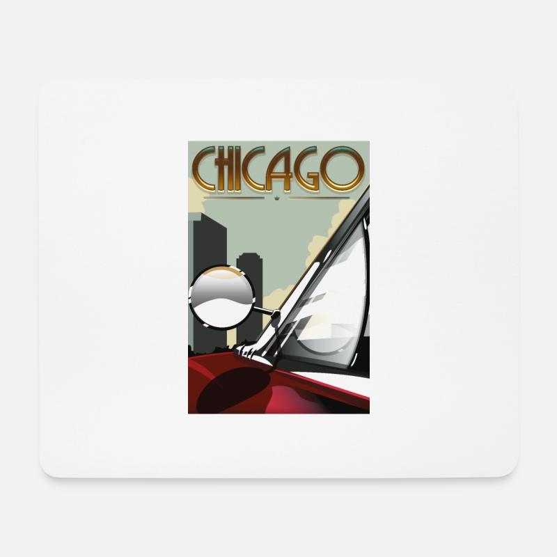 Chicago Car Travel Poster - Mousepad (Querformat) - Weiß