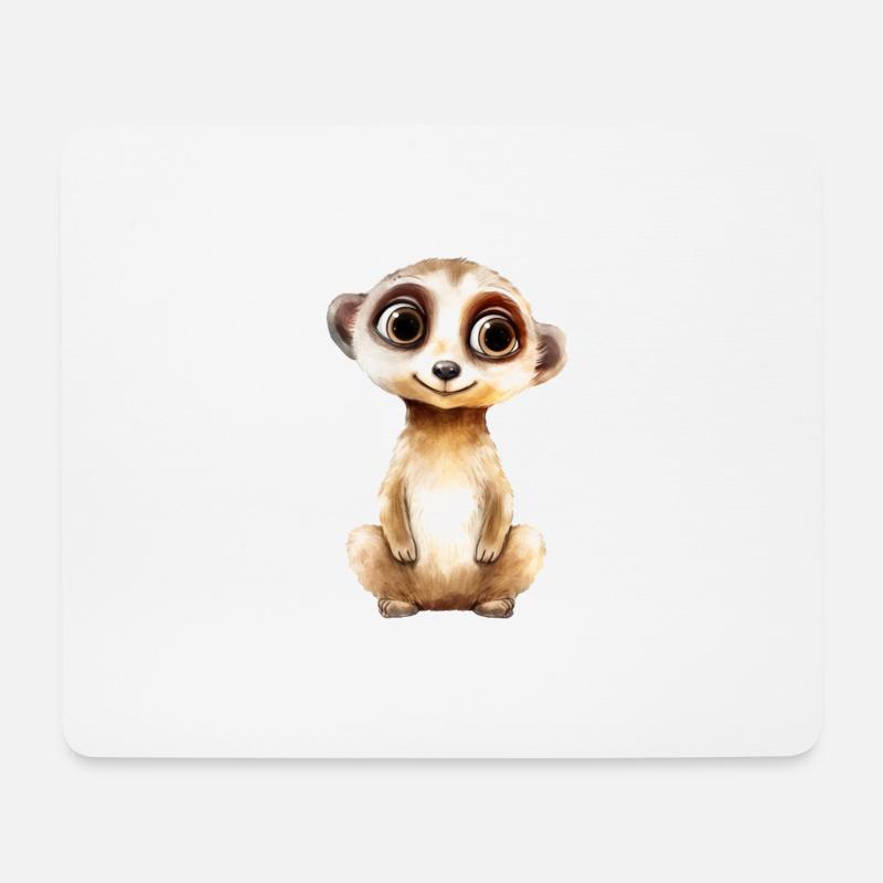 Erdmännchen Zeichnung Aquarell - Mousepad (Querformat) - Weiß