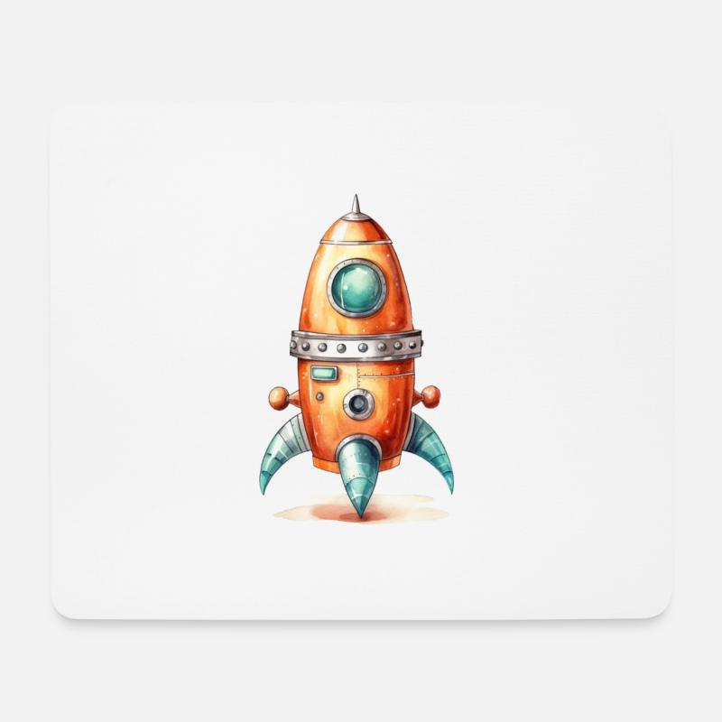 Rakete Wasserfarben Zeichnung - Mousepad (Querformat) - Weiß