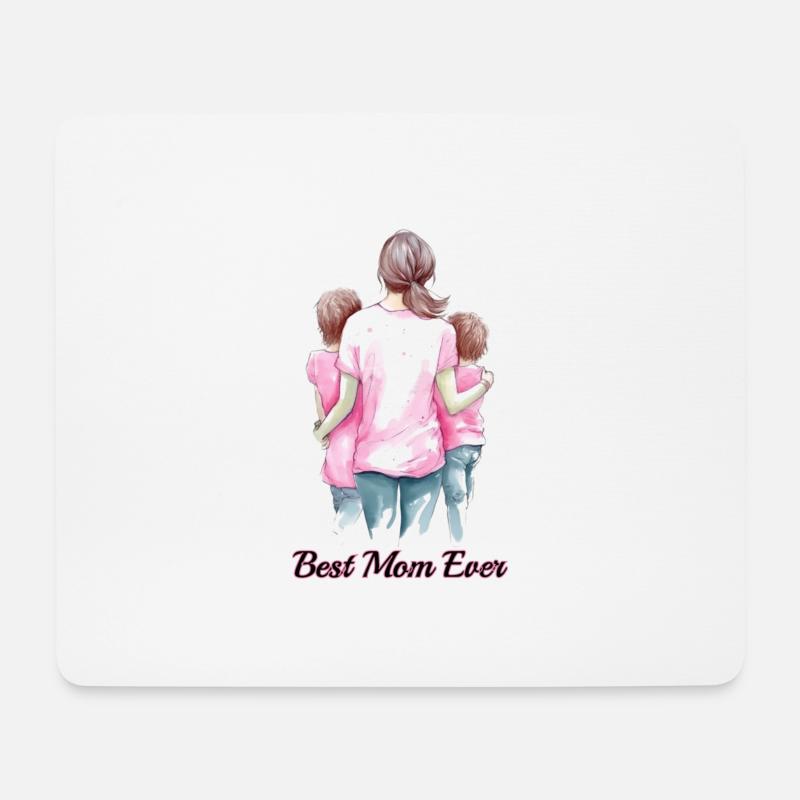 Mutter und Kinder von hinten - Mousepad (Querformat) - Weiß