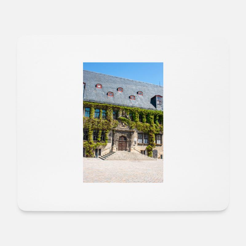 Rathaus Quedlinburg Sachsen-Anhalt Germ - Mousepad (Querformat) - Weiß
