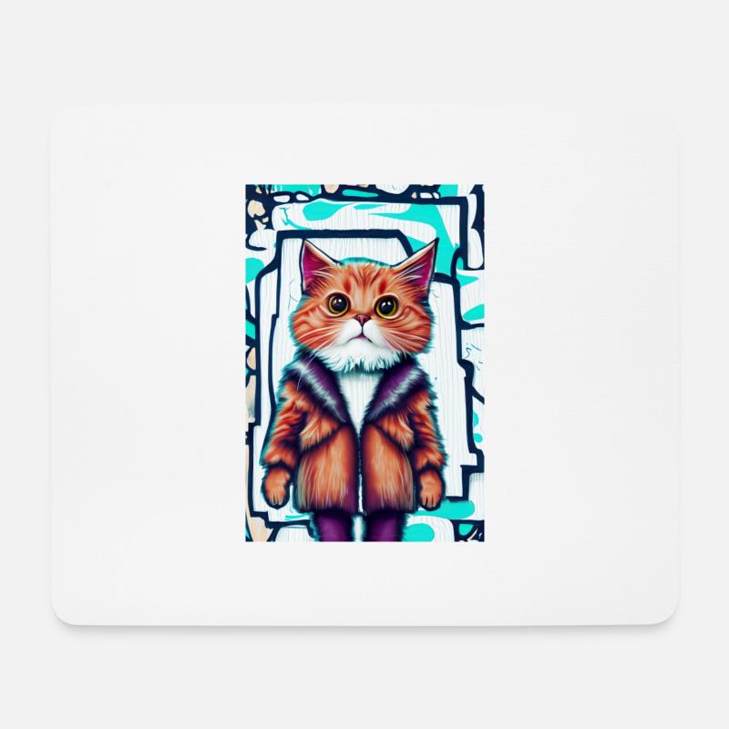 Süße Katze im Pelzmantel | Pop-Art Graffiti - Mousepad (Querformat) - Weiß