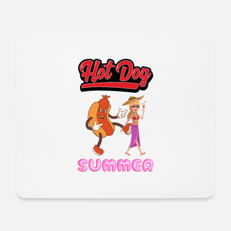 Hot Dog Sommer Mädchen - Mousepad (Querformat) - Weiß