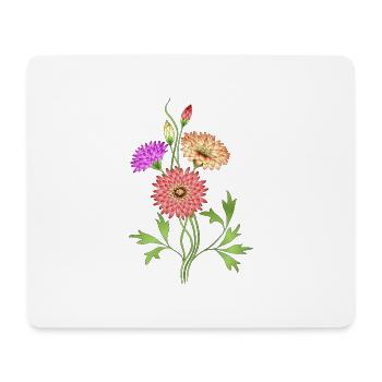 Fleur - Tapis de souris (format paysage) - blanc - Devant