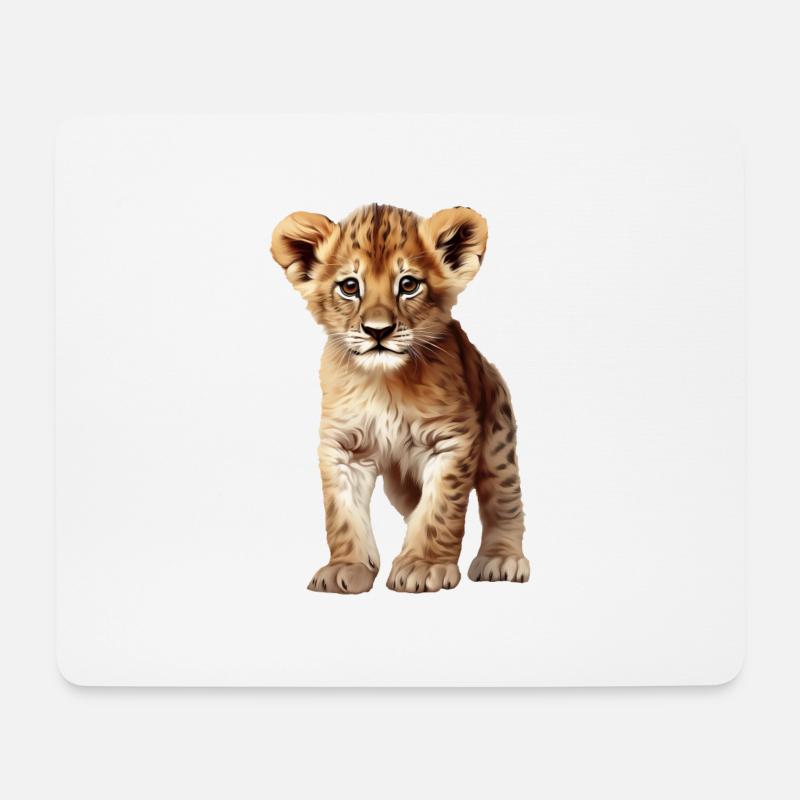 Junger Löwe - Liebevolles Löwenbaby-Design - Mousepad (Querformat) - Weiß