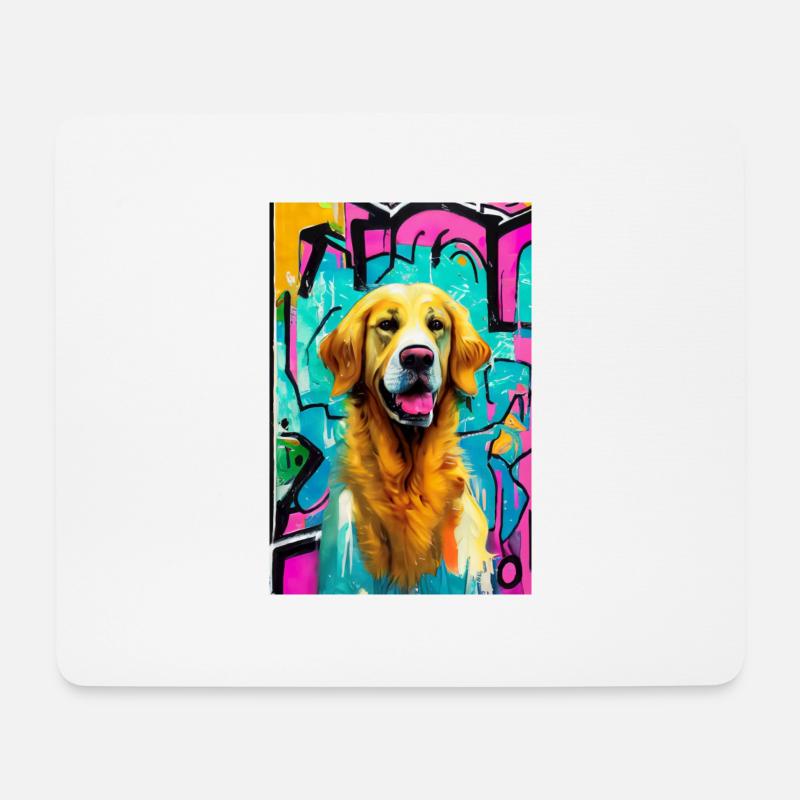 Pop-Art Print, Modern, Golden Retriever - Mousepad (Querformat) - Weiß