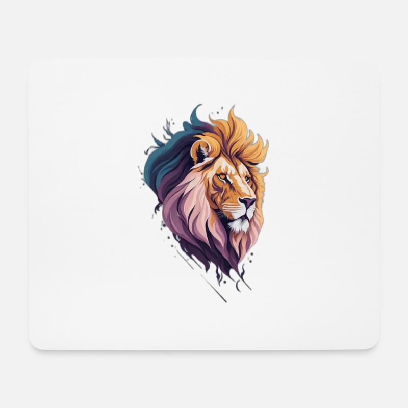 Löwe - Mousepad (Querformat) - Weiß