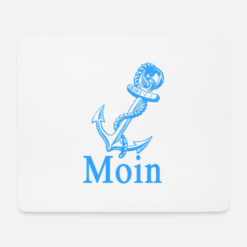 Moin mit Anker - Mousepad (Querformat) - Weiß